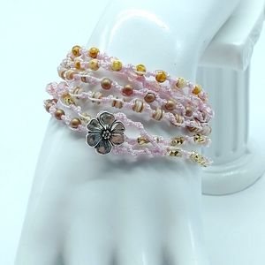 Boho Macrame Yoga Style Multi Wrap Bracelet/Necklace Pink